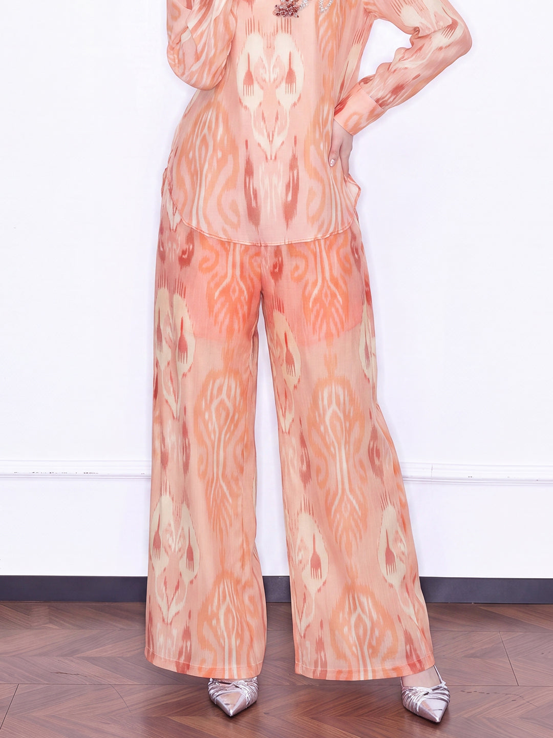 MUKZIN "Capsule Collection" New Chinese Style Orange Embroidered Printed Matching Set Trousers