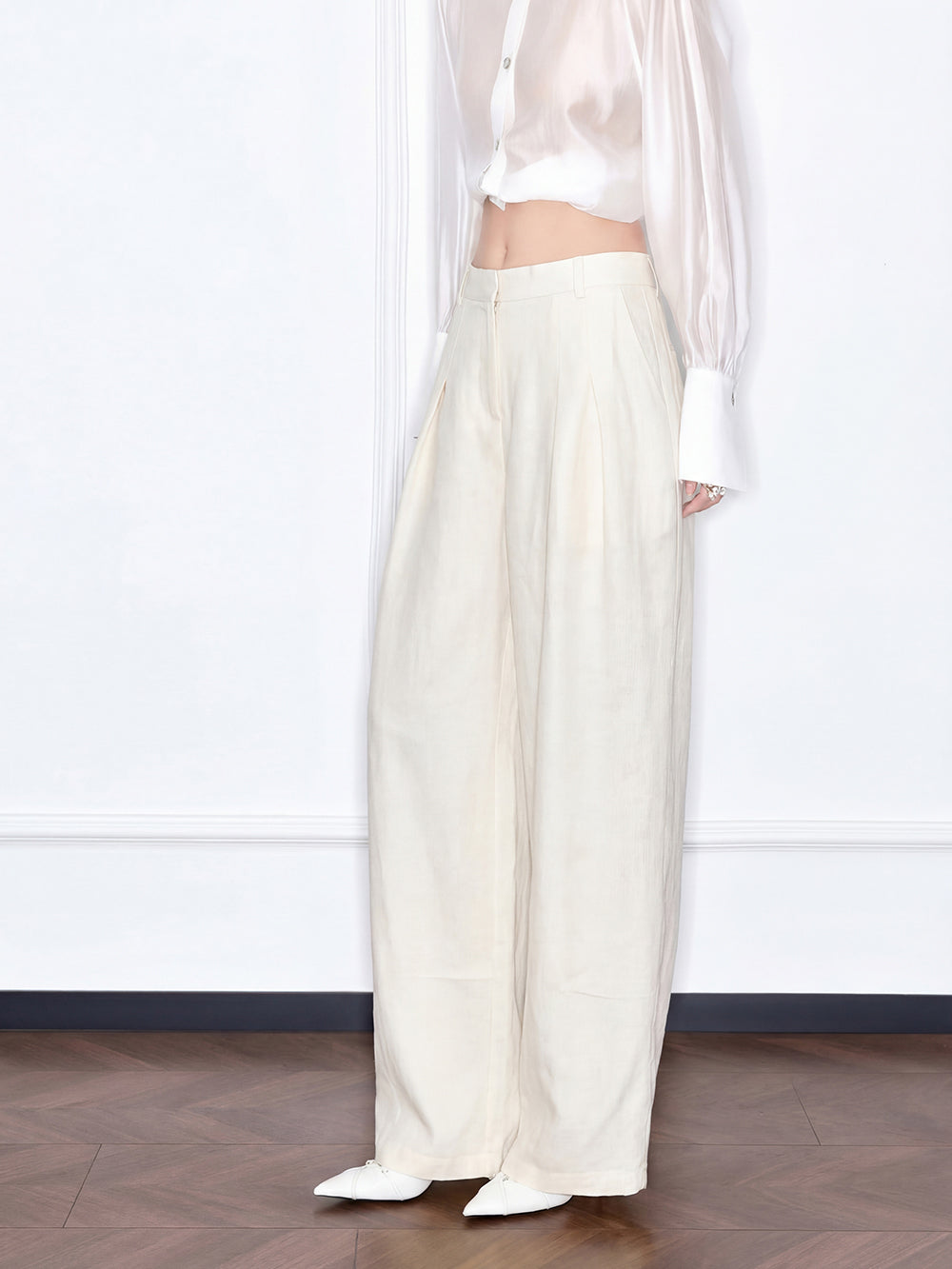 MUKZIN "Capsule Collection" Thin Linen Straight-Leg Loose Draped Casual Trousers