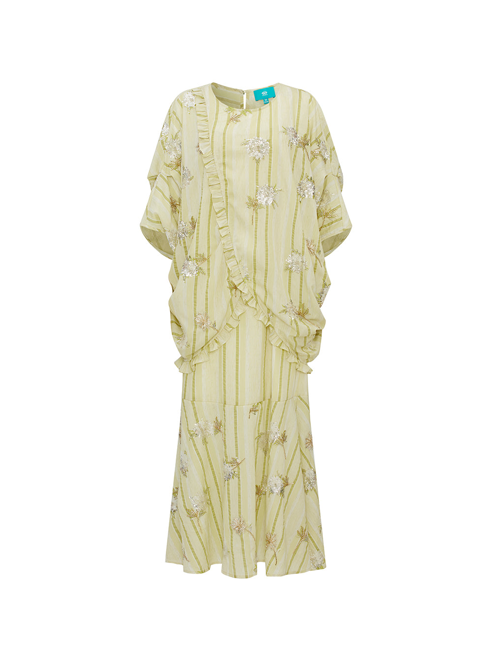 MUKZIN "Capsule Collection" New Chinese Style Two Piece Embroidery Ramie Green Dress