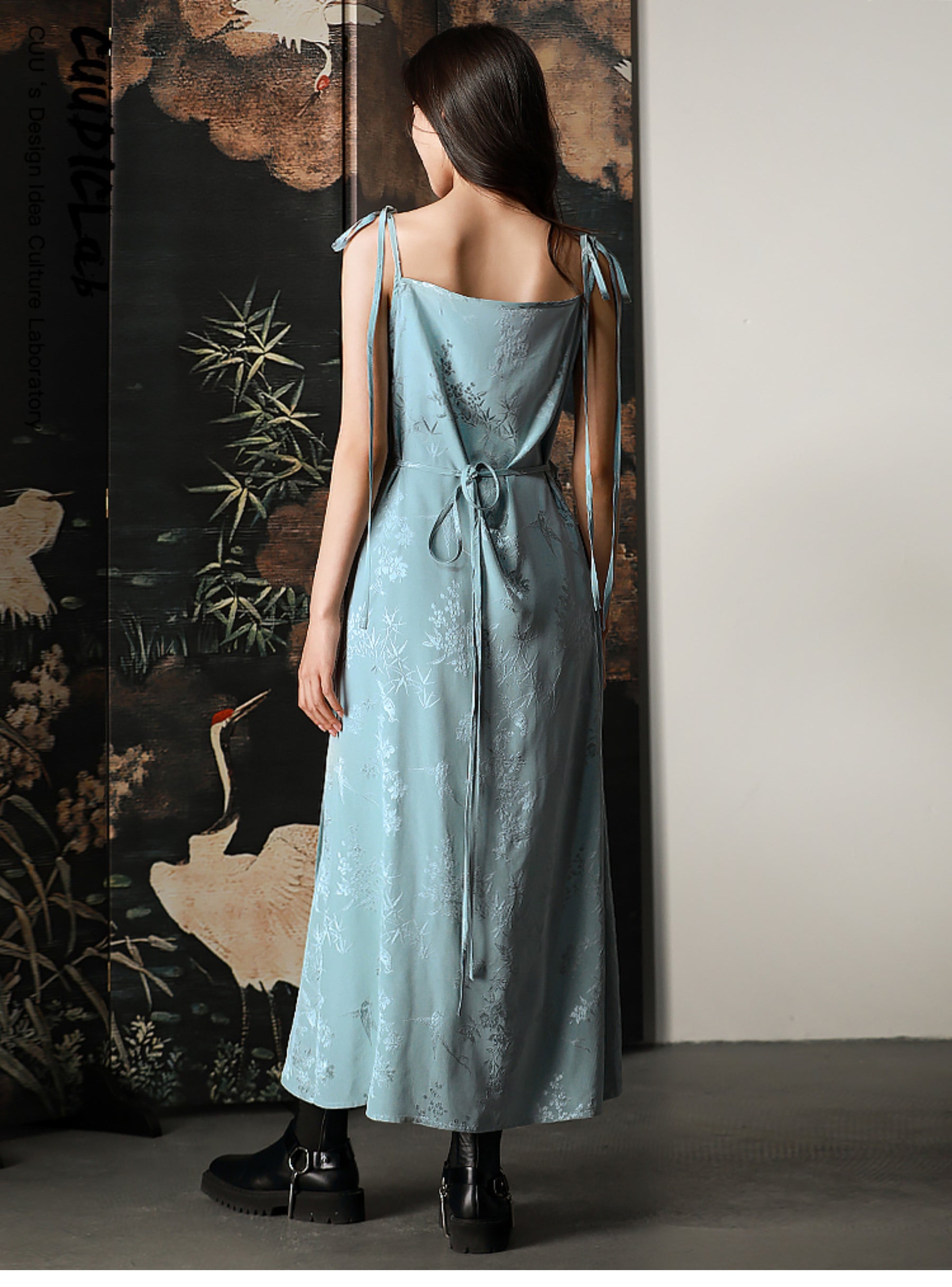 MUKTANK X CUUDICLAB Silk Jacquard Strap Dress