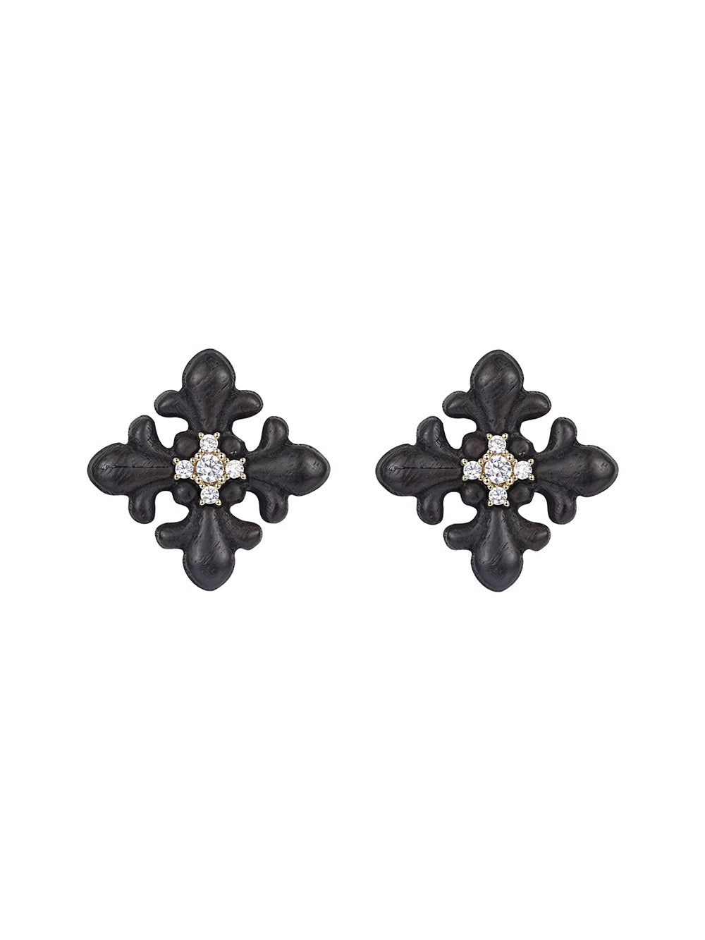 MUKTANK×SUN HUNTER Square Wooden Iris Stud Earrings