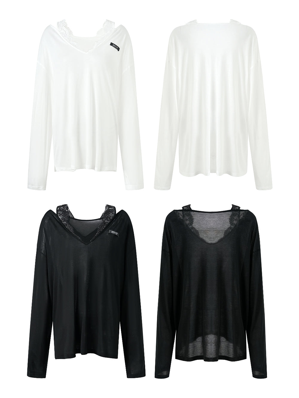 MUKTANK × Jqwention Lace Panel Tencel Cool-Feel T-Shirt