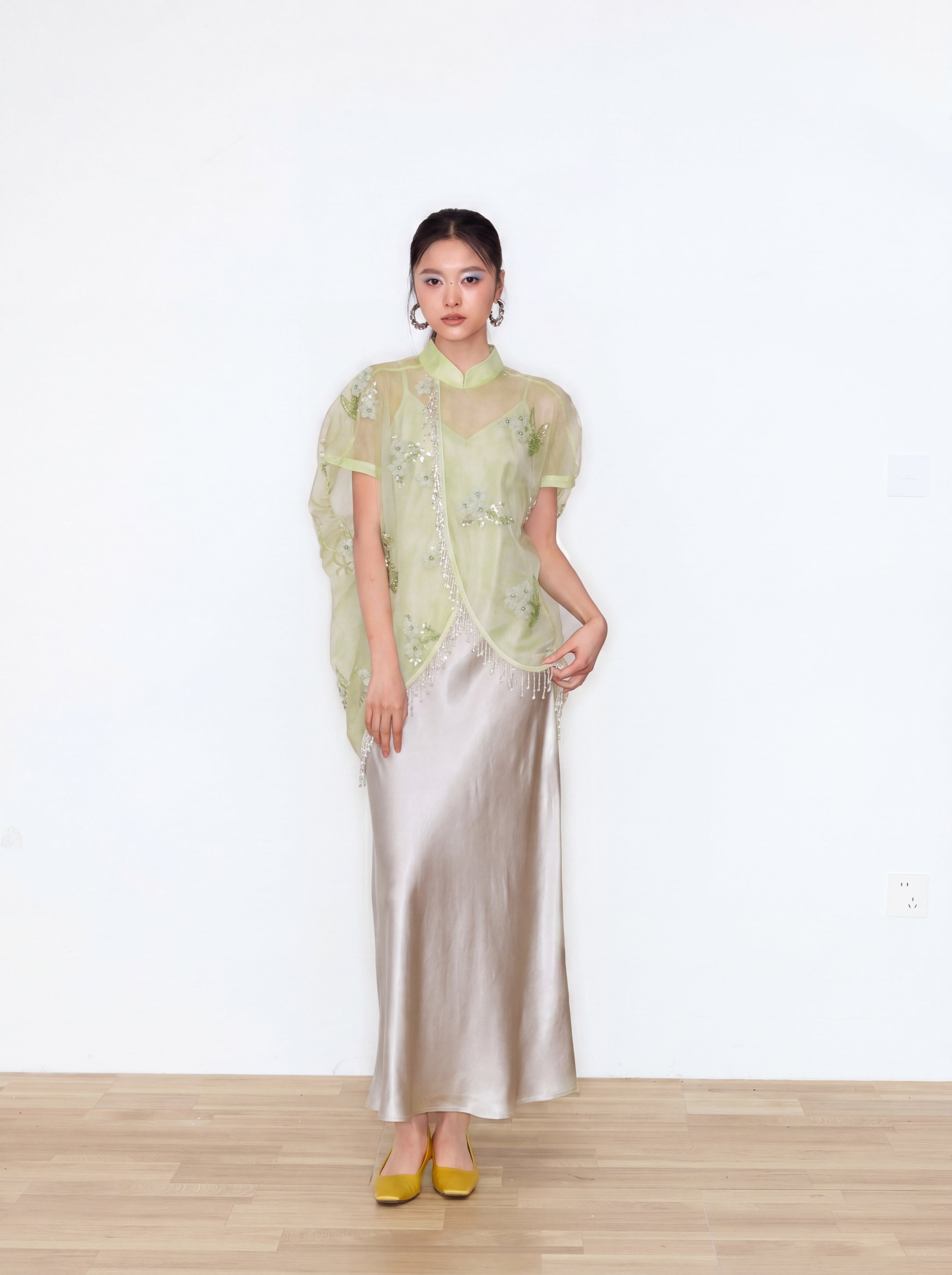 MUKZIN×"Capsule Collection" Modern Chinese Embroidered Slip Dress