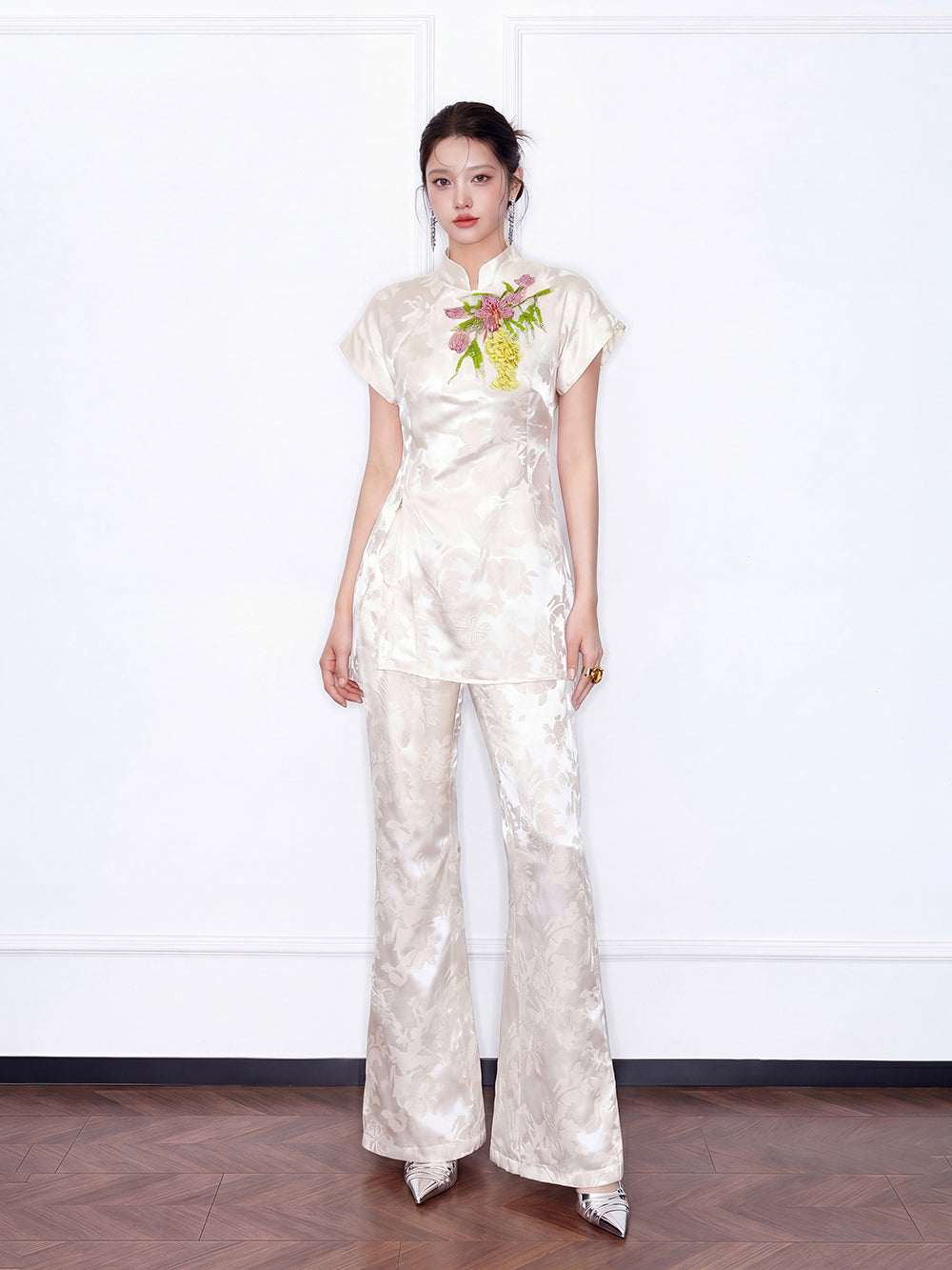 MUKZIN×Capsule Collection New Chinese-style traditional floral jacquard embroidery pants