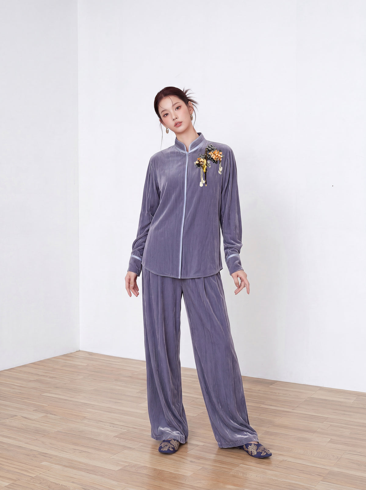 MUKZIN×Capsule Collection New Chinese-Style Silk Velvet Shirt