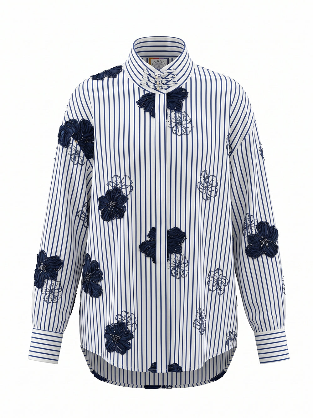 MUKZIN×Capsule Collection New Chinese-Style Embroidered Striped Long Sleeve Shirt