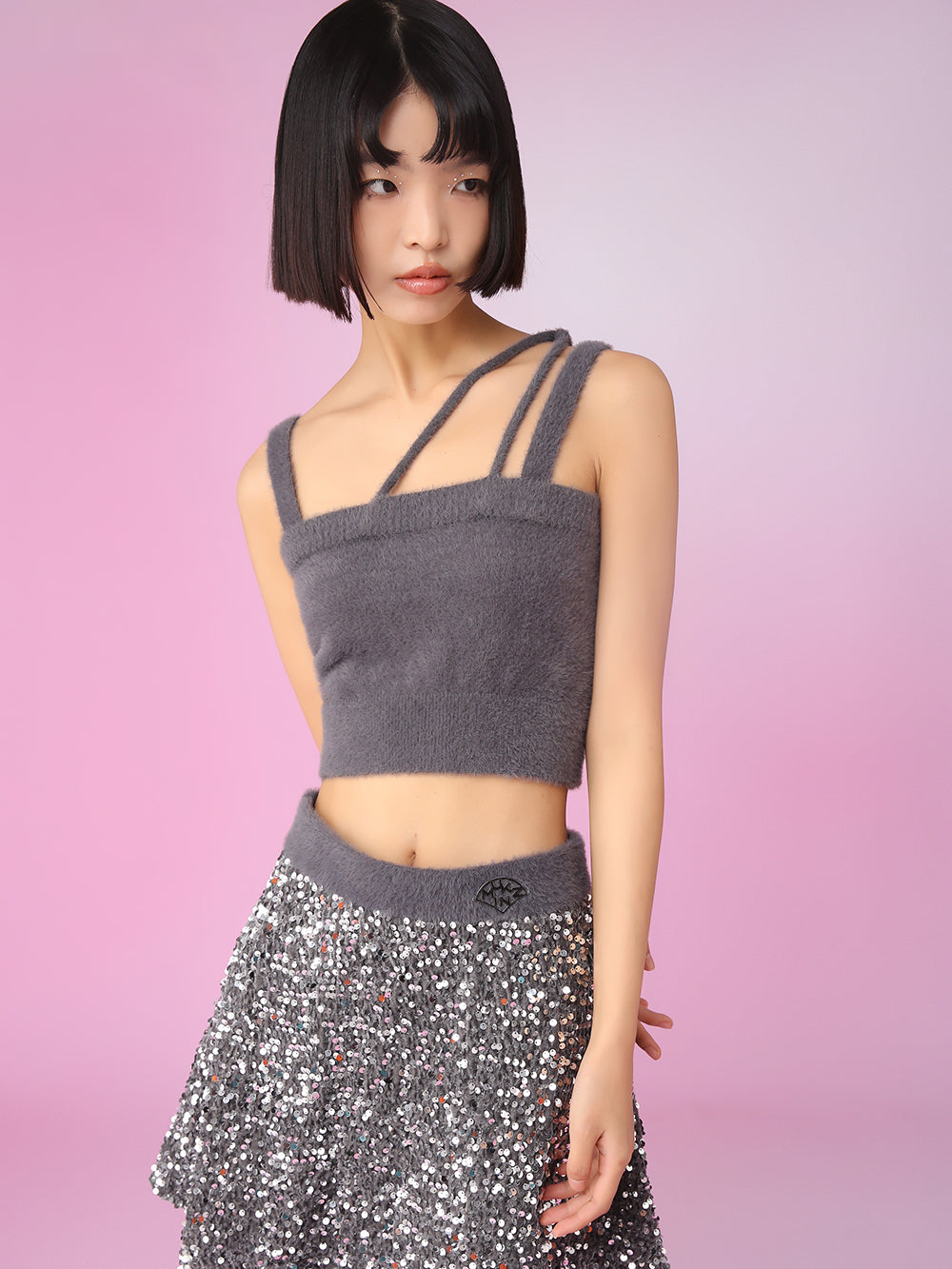 MUKZIN Y2K Style Attractive Sparkling Coat Skirts Charming Set