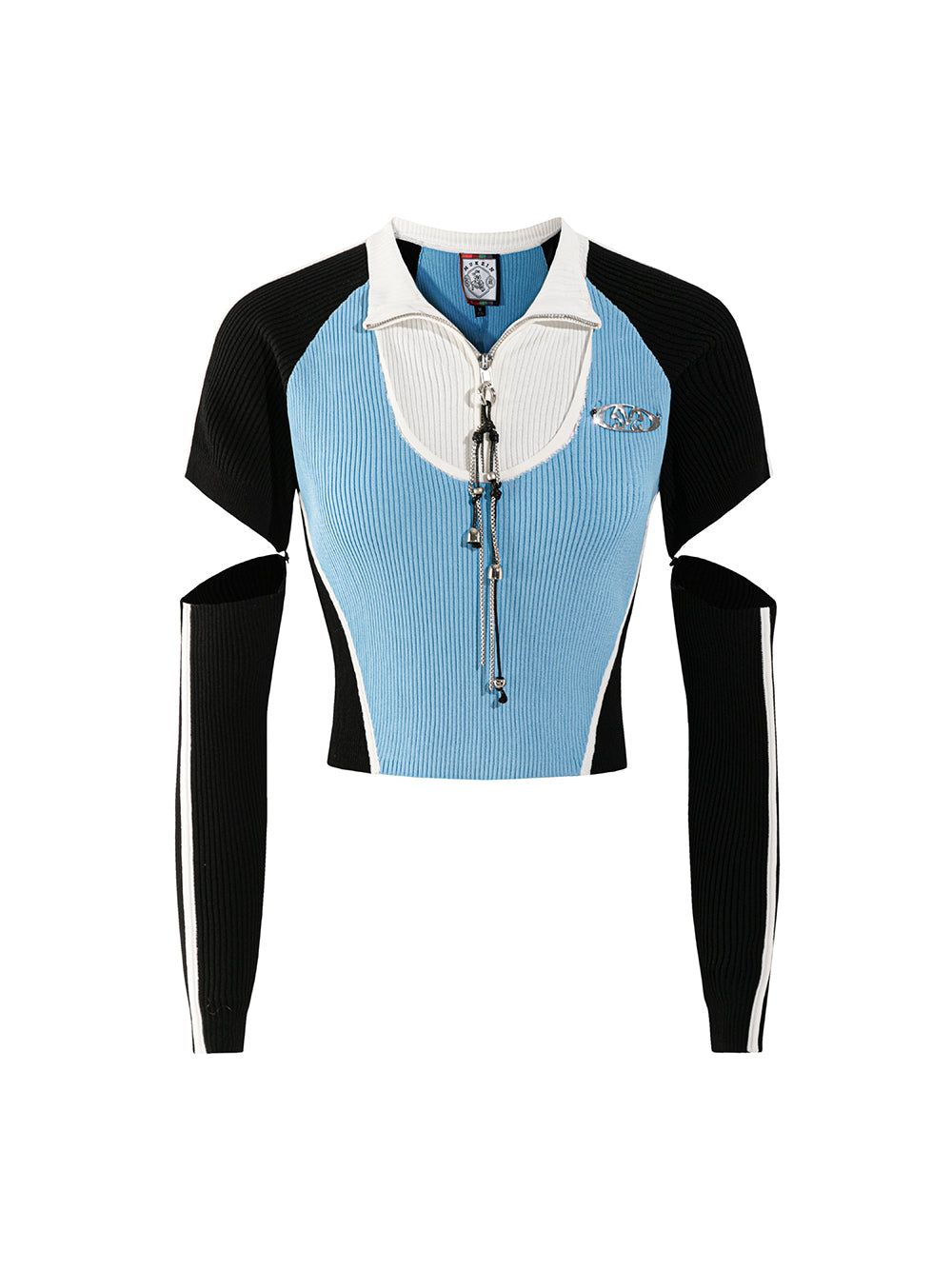 MUKZIN Contrast-panel Knitted Cropped Slim Cardigan