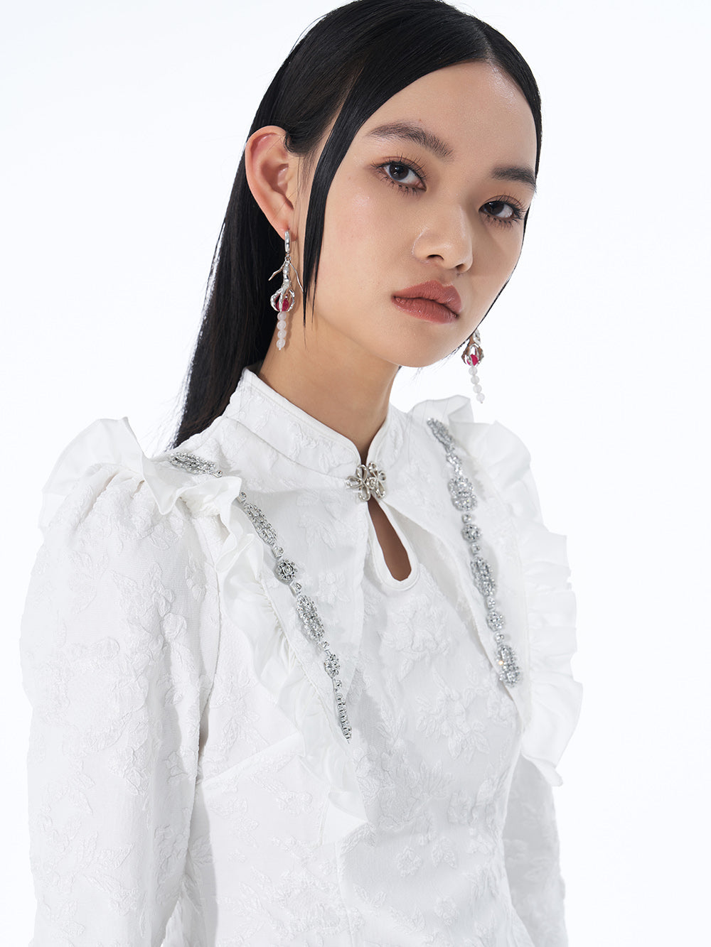 MUKTANK White French Puff Sleeve Dress