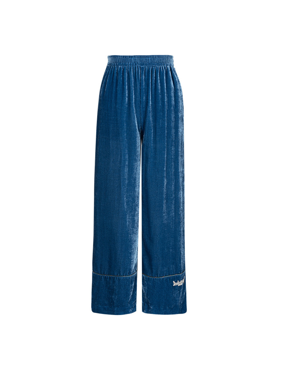 MUKZIN Silk Velvet Retro Loose Straight Blue Wide Leg Pants CNY “year of the tiger” Edition