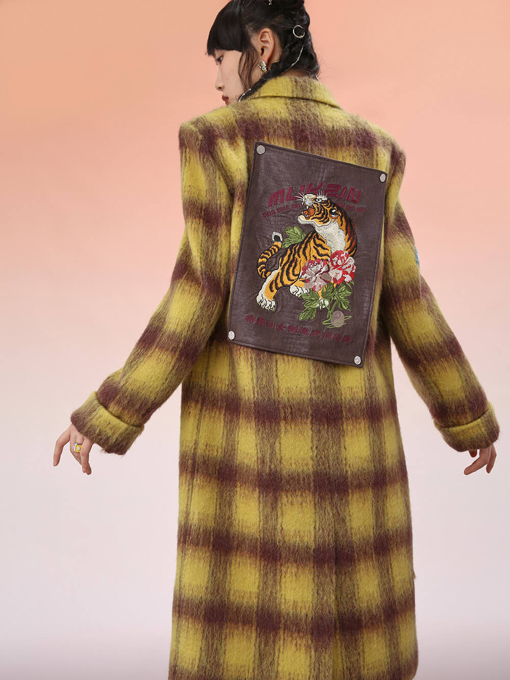 MUKZIN Long Yellow Brown Woolen Coat