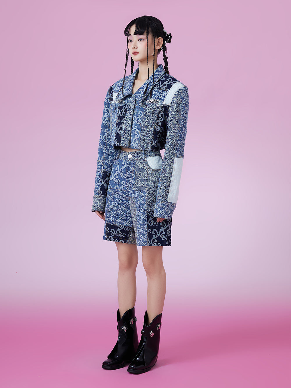 MUKZIN Denim Jacquard Suit Lapel Original High-Quantity Outerwears