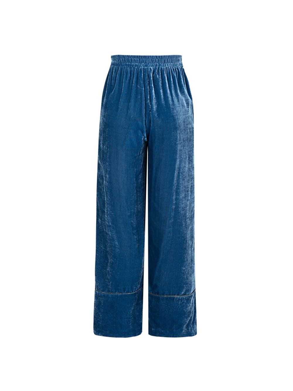 MUKZIN Silk Velvet Retro Loose Straight Blue Wide Leg Pants CNY “year of the tiger” Edition
