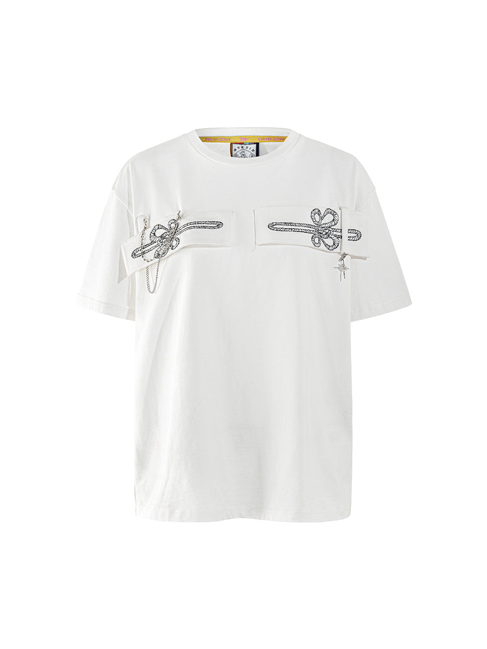 MUKZIN Simple Chains Loose Fit White T-shirts