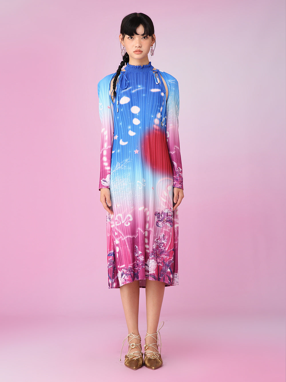 MUKZIN Printed Fit Two-piece Design Ombre Slim Original Dresses