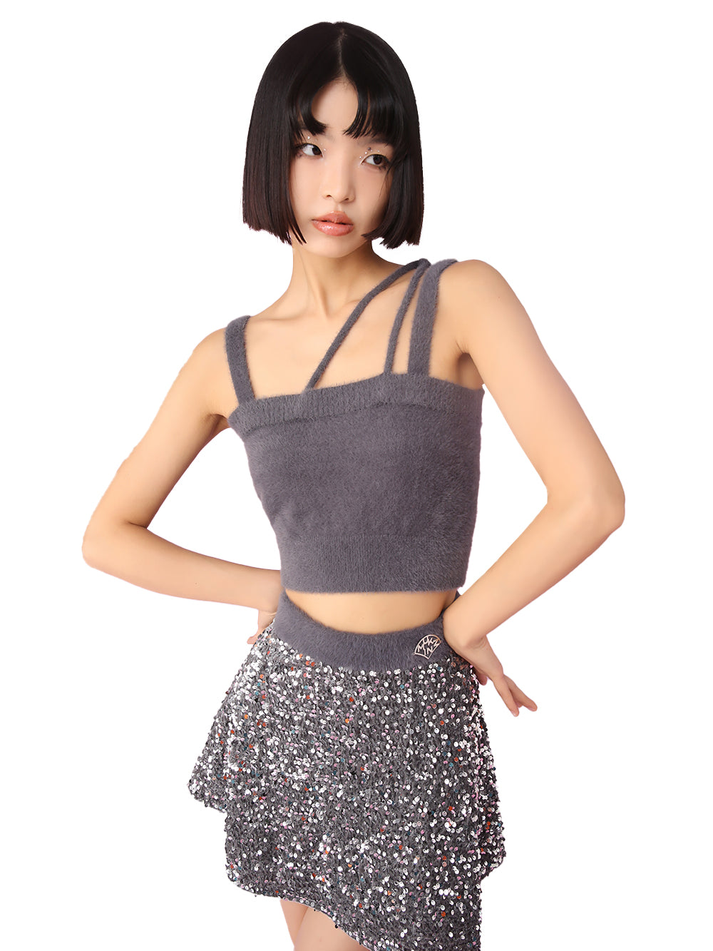 MUKZIN Y2K Style Attractive Sparkling Coat Skirts Charming Set