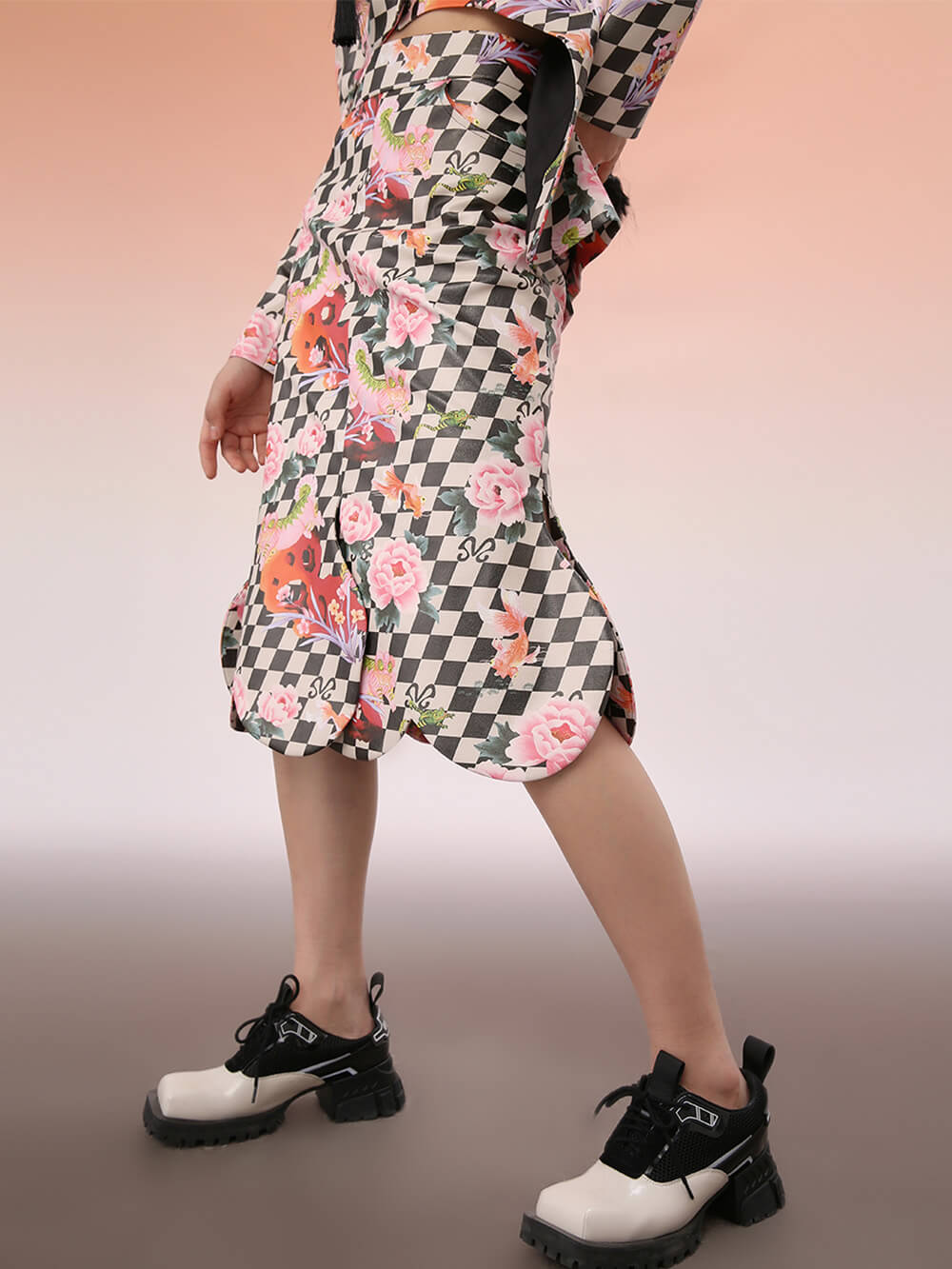 MUKZIN Printed PU Long Skirt
