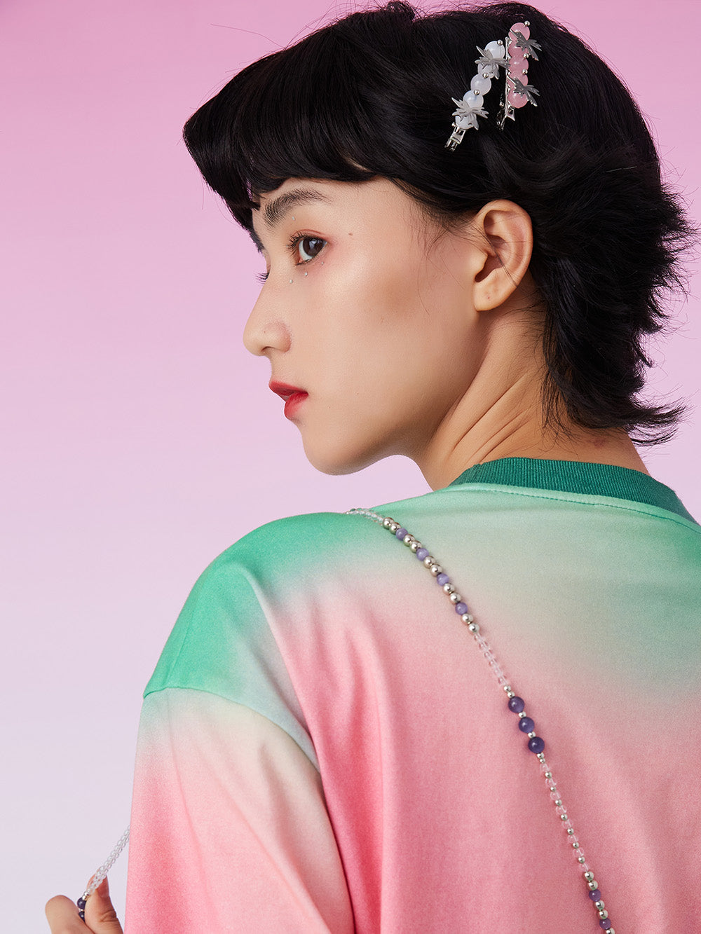 MUKTANK X GEL E LUA Pink White Beads Hairpin Set