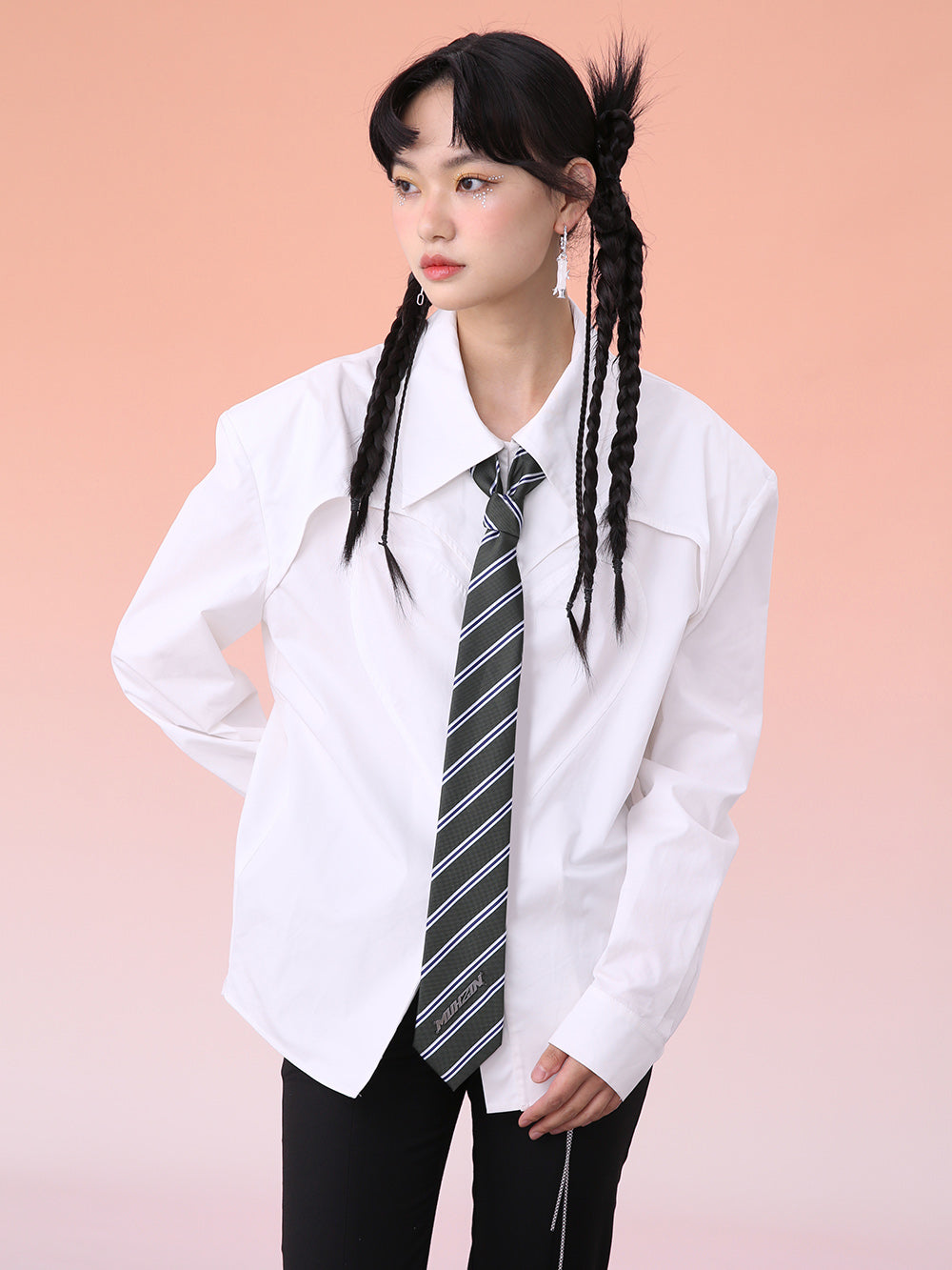 MUKZIN White Tie Commuter Long Sleeve Shirt