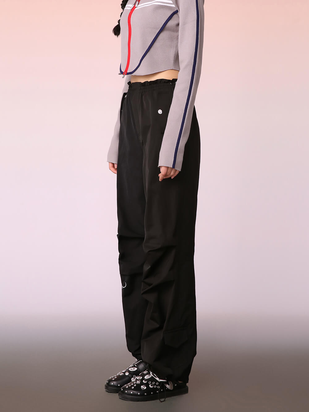 MUKZIN Black Embroidered Pattern Cargo Pants