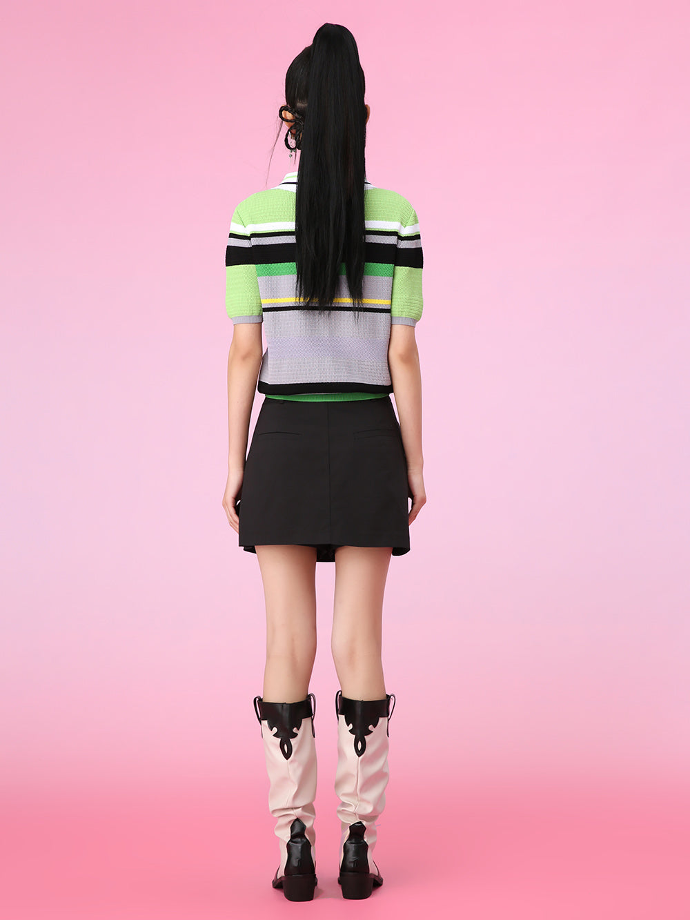 MUKZIN Stripe Fresh Polo Neck Unique Knittled T-shirts Knitwear