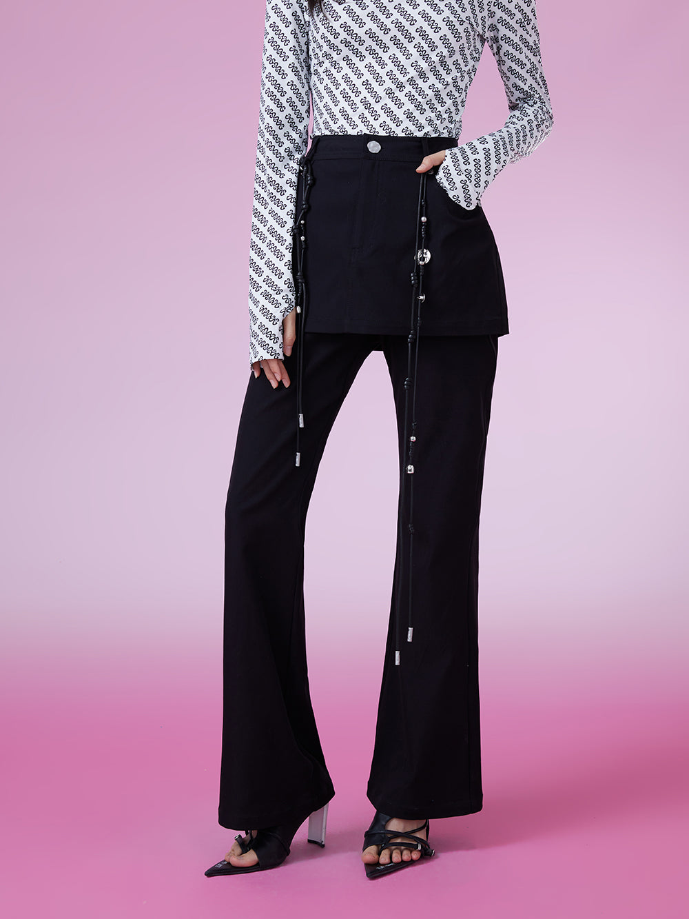 MUKZIN Black Classic Slim Flared Trousers