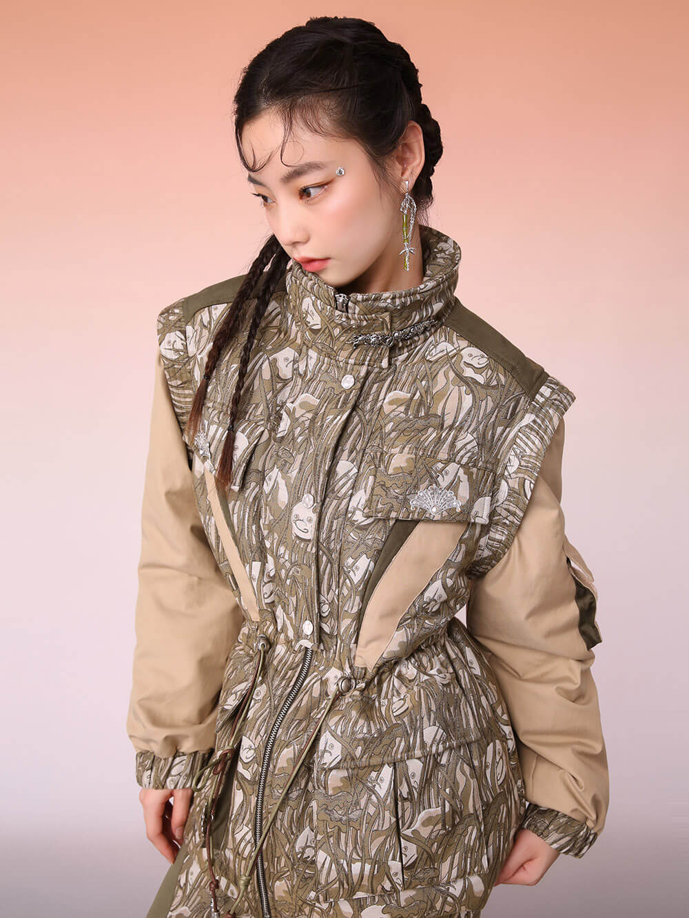MUKZIN Brown Stitching Parka Jacket