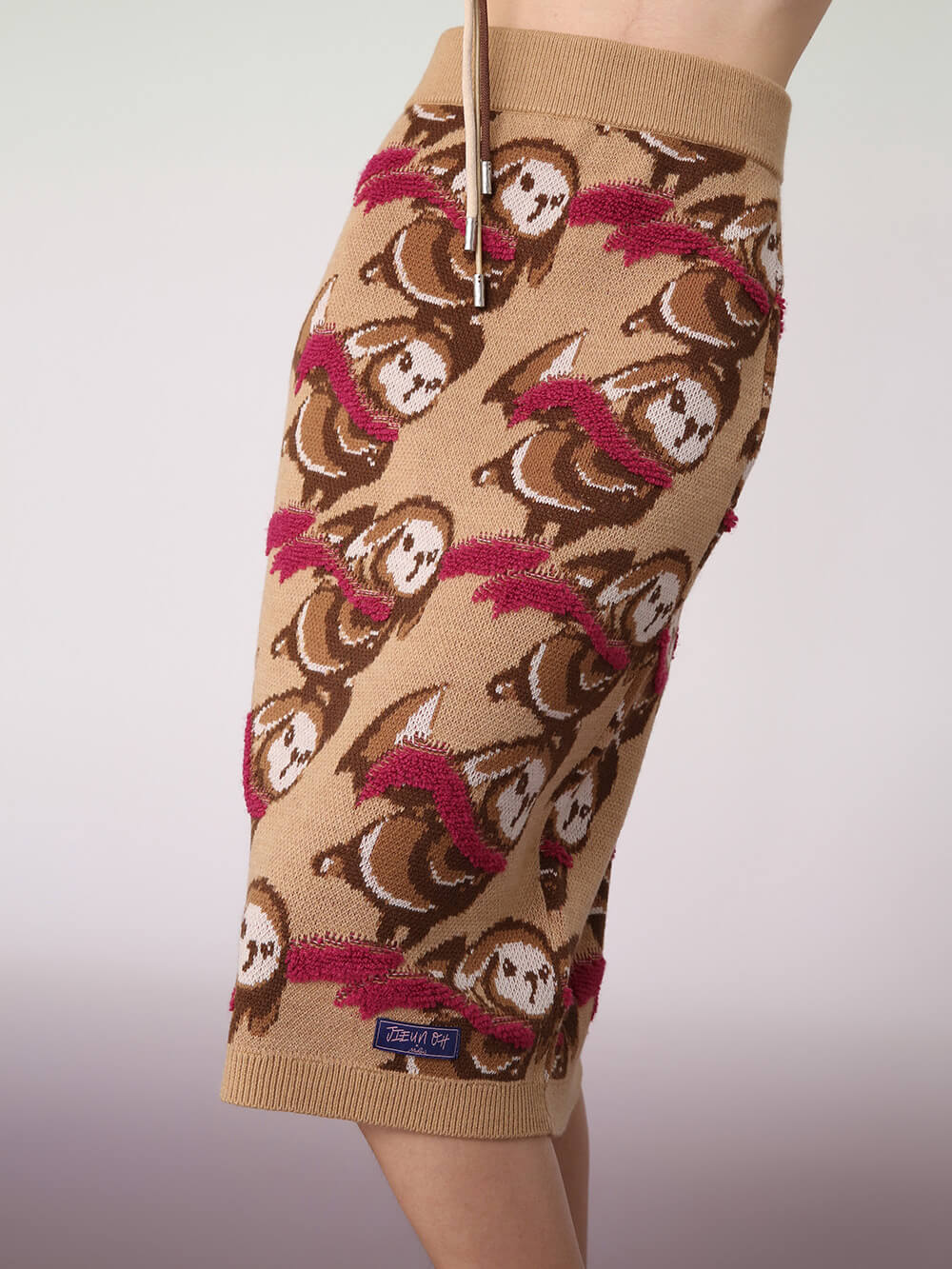 MUKZIN Floral Embroidery Split Green Skirt