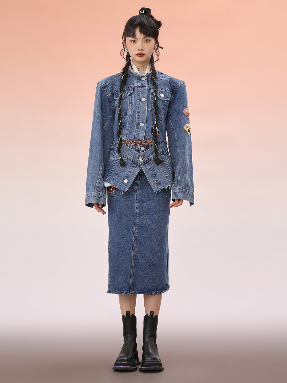 MUKZIN Simple Long All-match Blue Popular Skirts