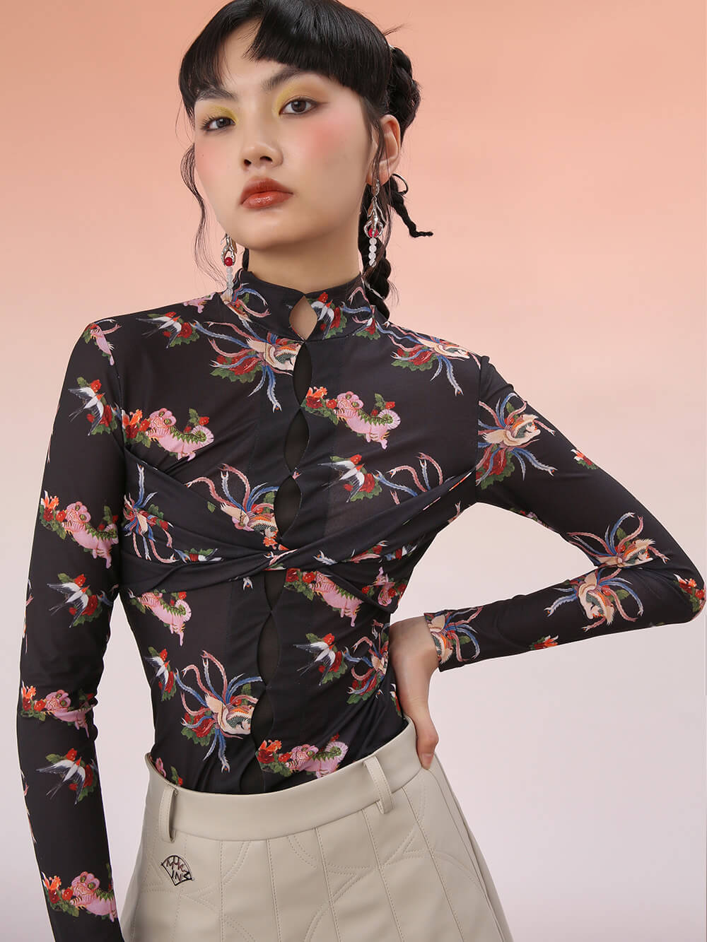 MUKZIN Slim Fit Knit Printed Bottoming Shirt
