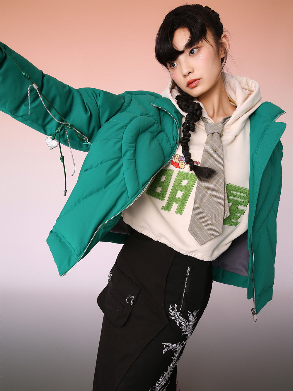 MUKZIN Dark Green Lively and Cute Down Jacket