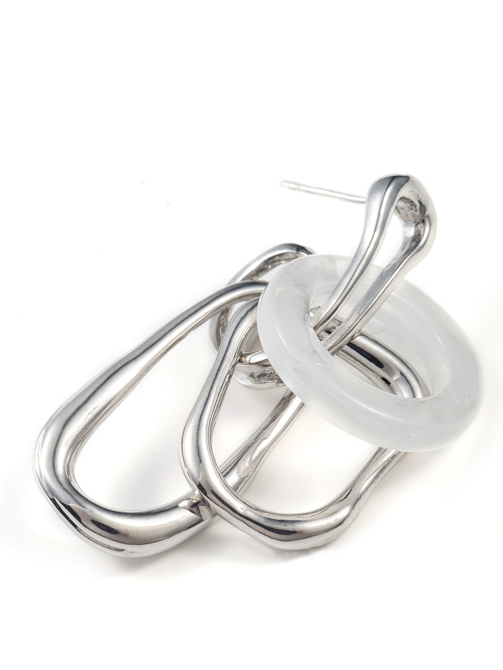 MUKTANK Millennium White Quartzite Jade Hoop Earrings