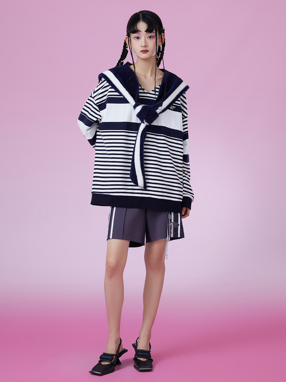 MUKZIN Stripe Casual Loose Fit Unique All-match Hoodie