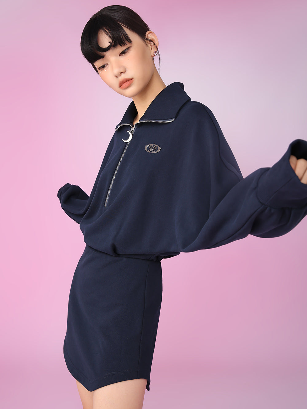 MUKZIN Short Original Trend Simple Navy Nlue Dresses