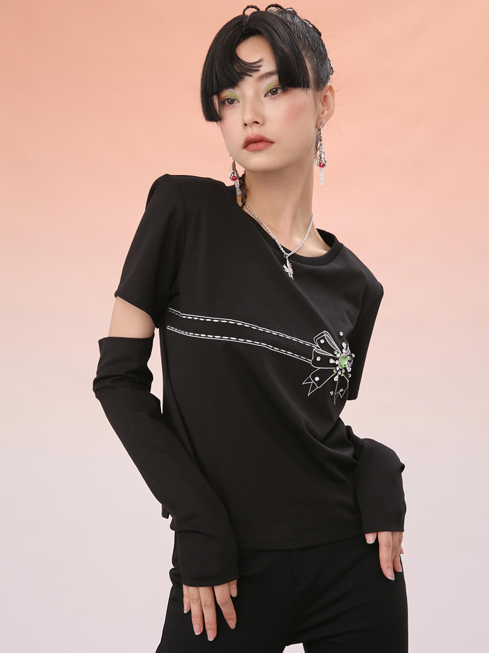 MUKZIN Black Design Fashion Print T-shirts