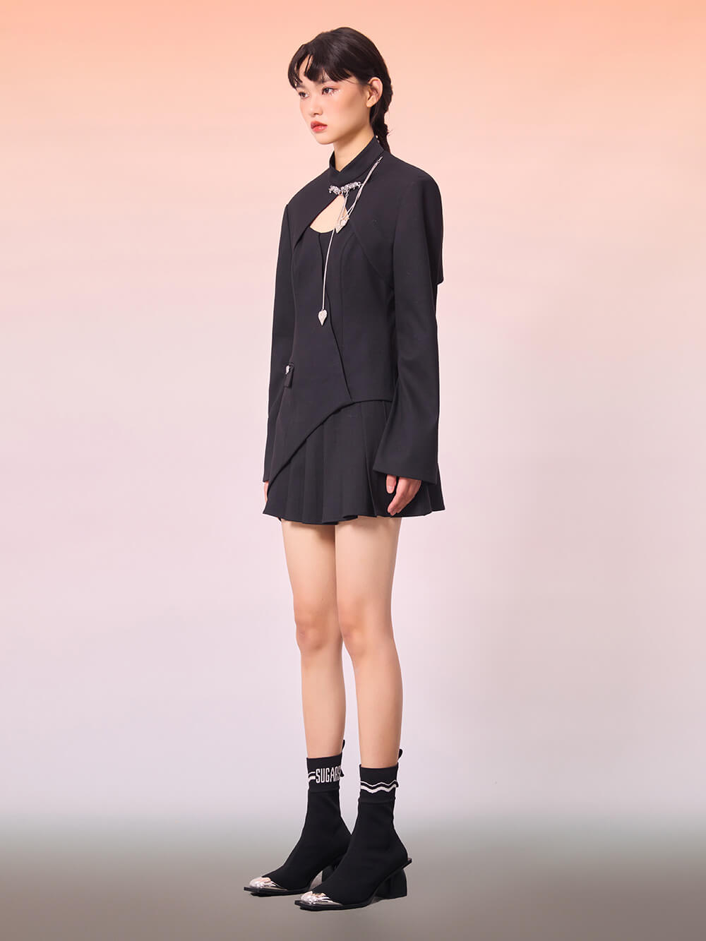 MUKZIN Black Two Piece Irregular Dress