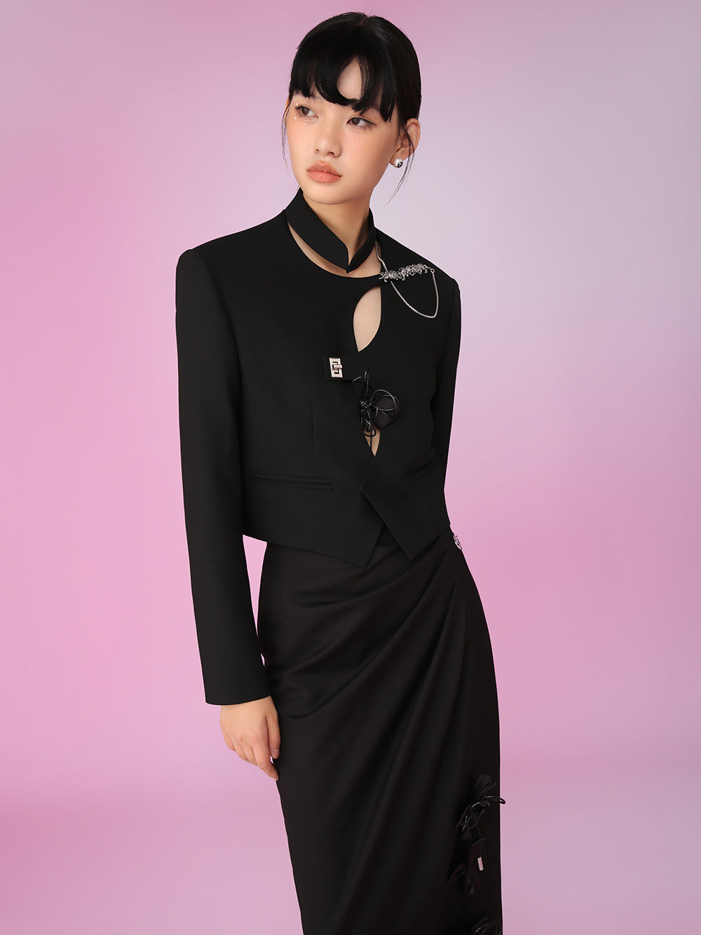 MUKZIN  Black Fashion Retro Irregular Look Thin Outerwears