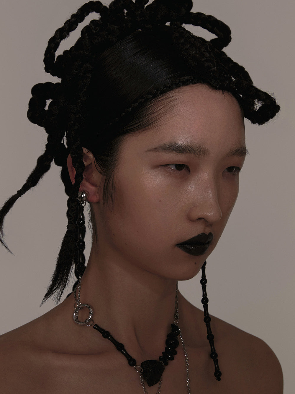 MUKTANK×DARKNESS Witch Series Pointed Cone Wooden Earrings