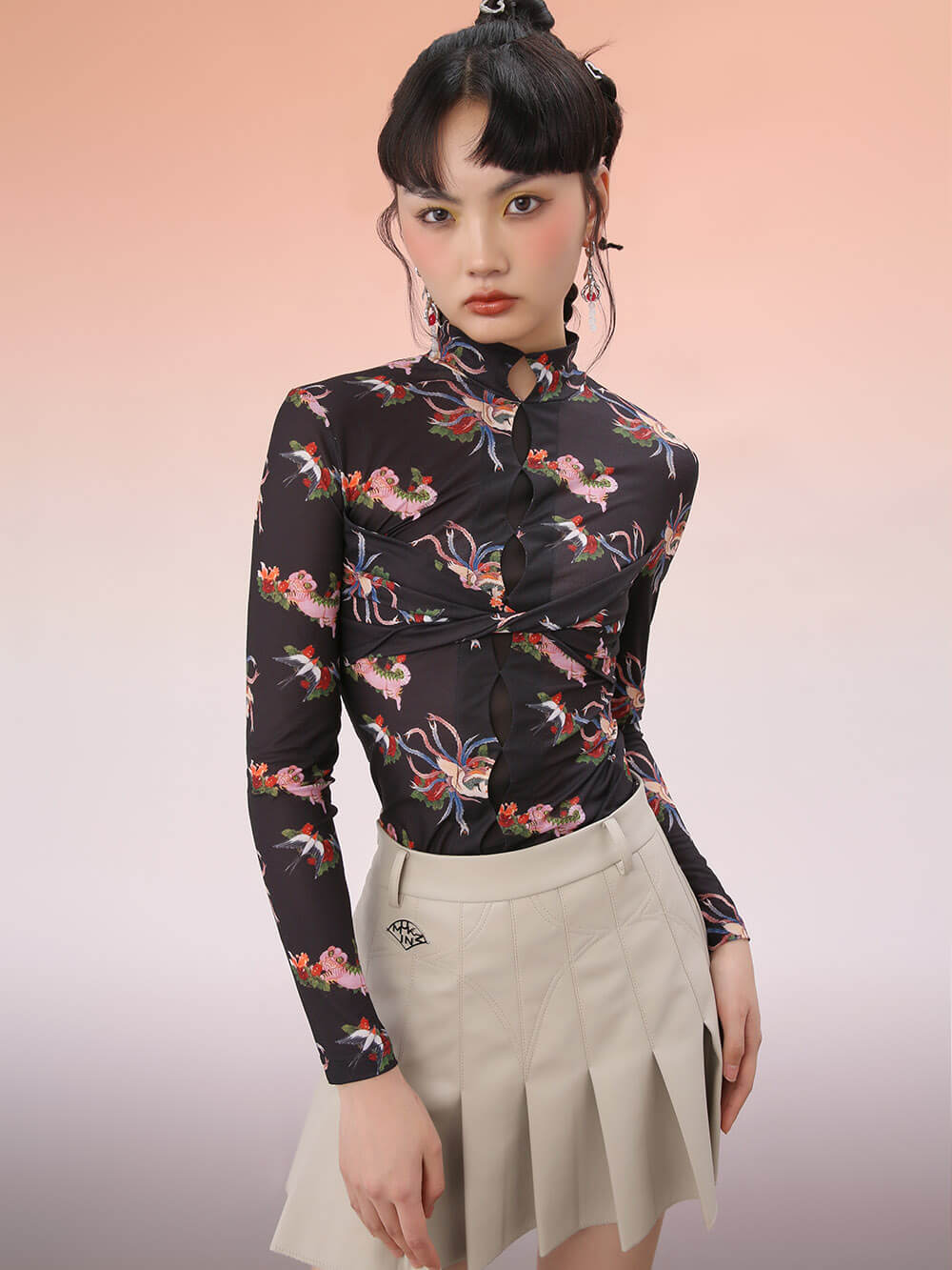 MUKZIN Slim Fit Knit Printed Bottoming Shirt