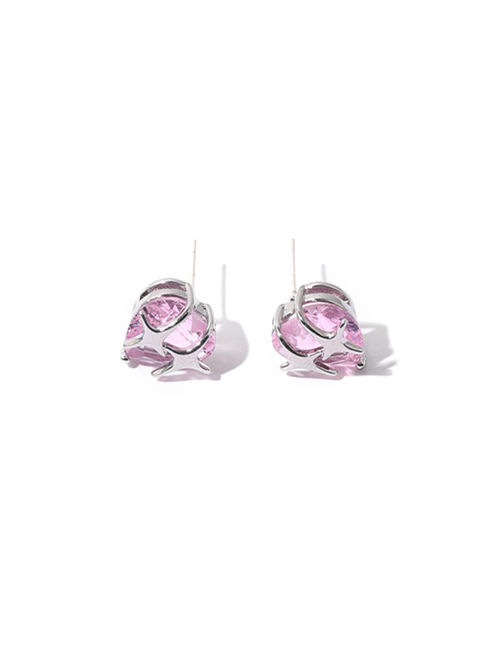 MUKTANK Pink Diamond Heart Stud Earrings