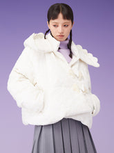 MUKZIN  Lapel Jacquard White Down Jacket