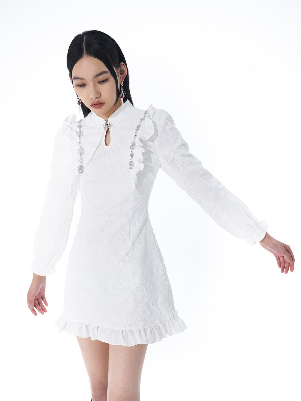 MUKTANK White French Puff Sleeve Dress