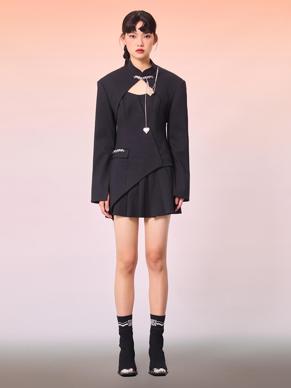 MUKZIN Black Two Piece Irregular Dress