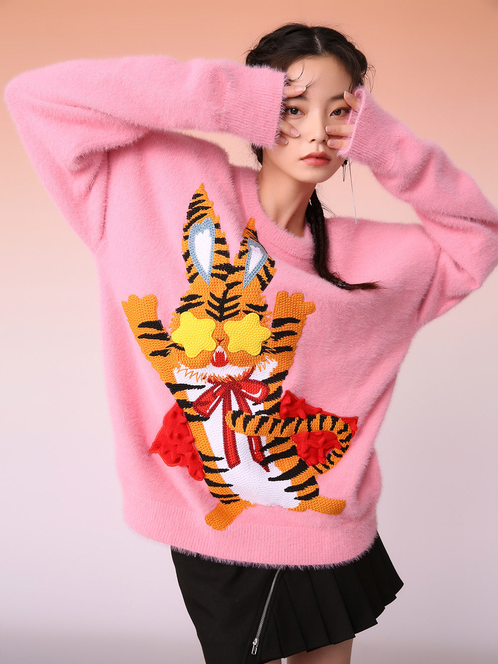 MUKZIN Artist Edition Pink Embroidered Sweater