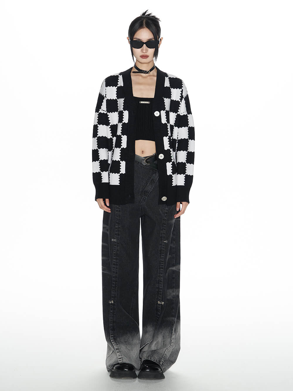 MUKTANK x WESAME Black Loose Straight Wide Leg Jeans Pants