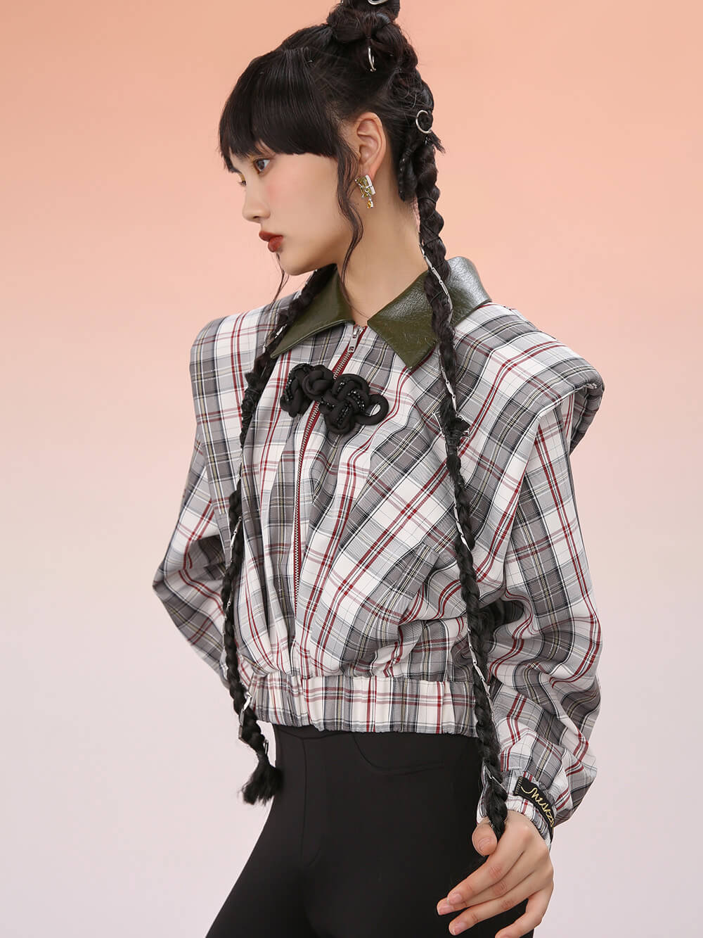 MUKZIN Plaid Cropped Top Coat