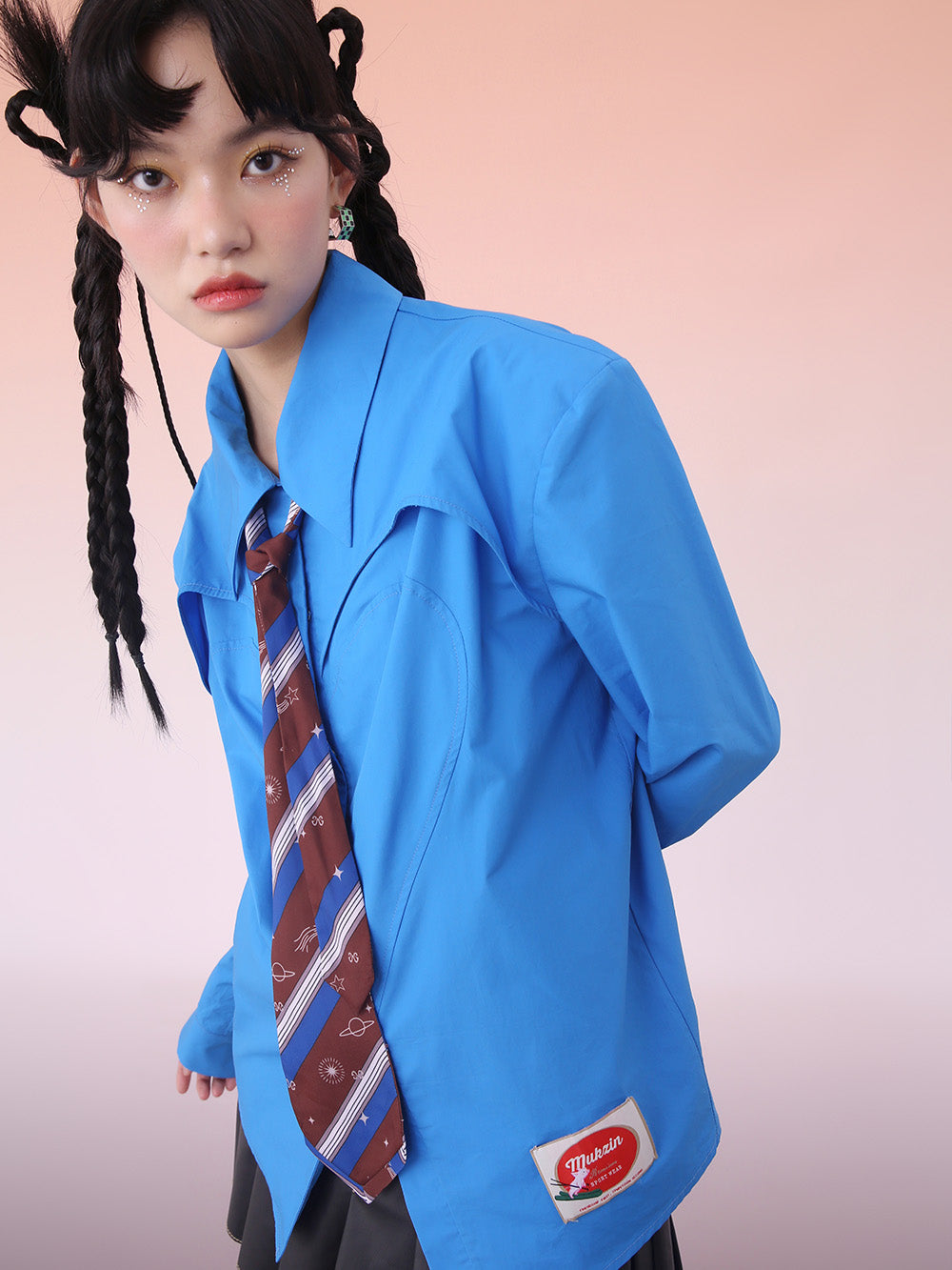 MUKZIN Blue Tie Commuter Long Sleeve Shirt