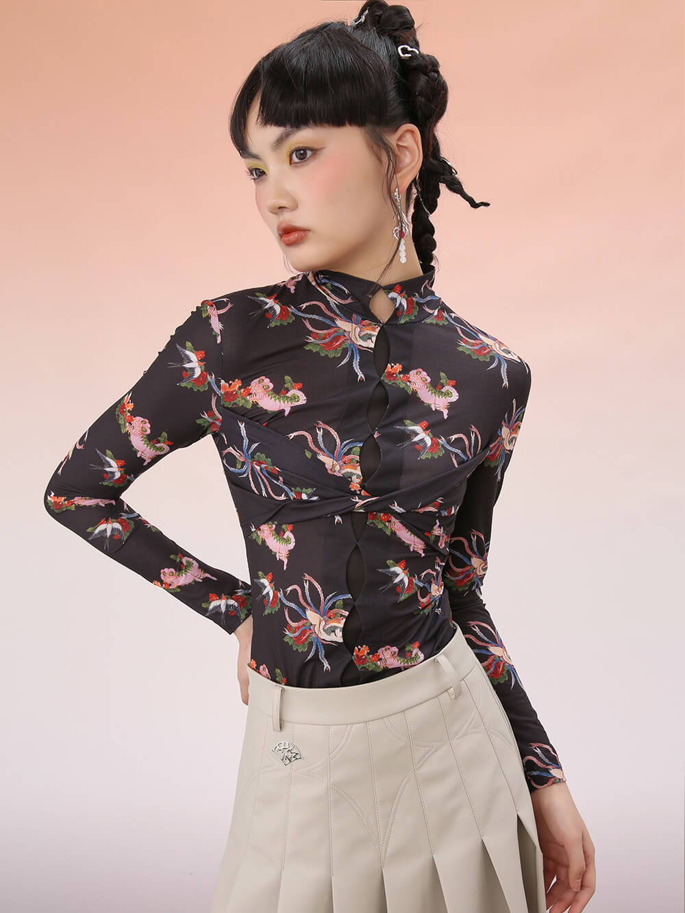 MUKZIN Slim Fit Knit Printed Bottoming Shirt