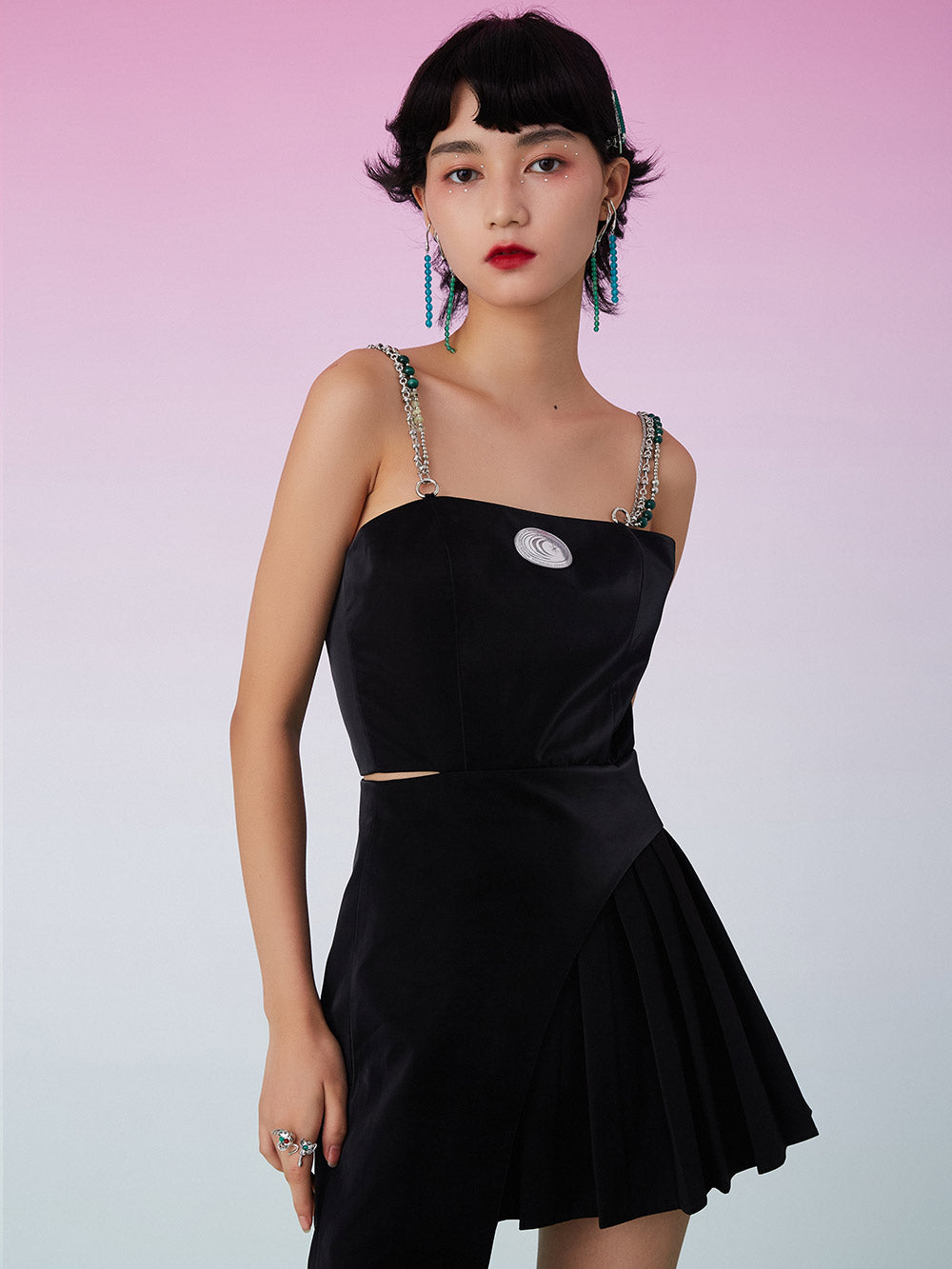 MUKZIN Black Cutout Strap Dress