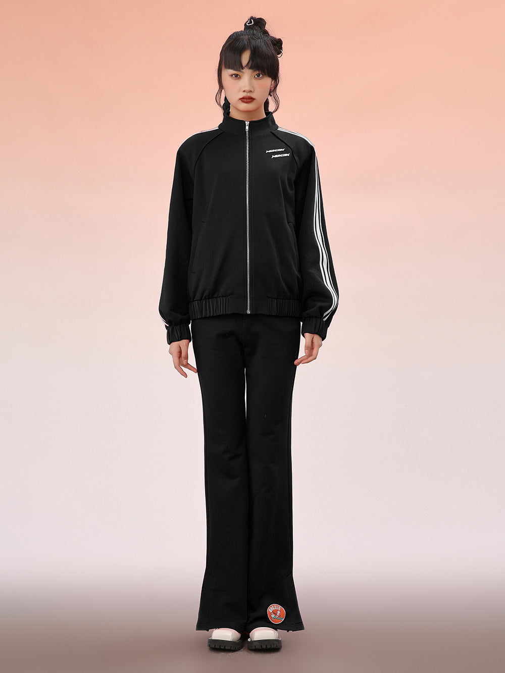 MUKZIN Black Print Loose Fit Sports Jacket